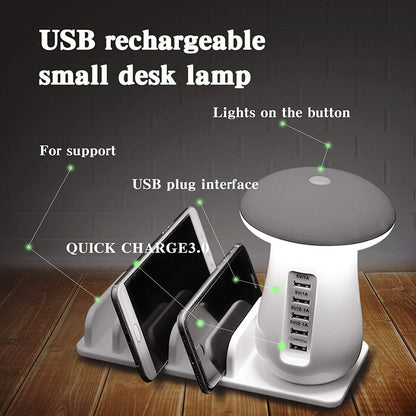 Lampe LED champignon 2 en 1 avec port de chargement USB